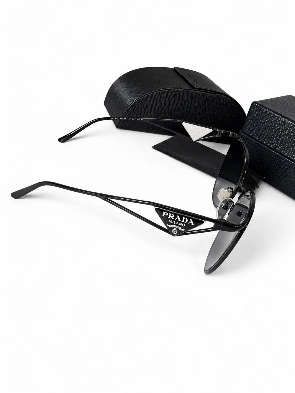 Prada SPR 50Z Black Geometric Cat Eye Sunglasses
